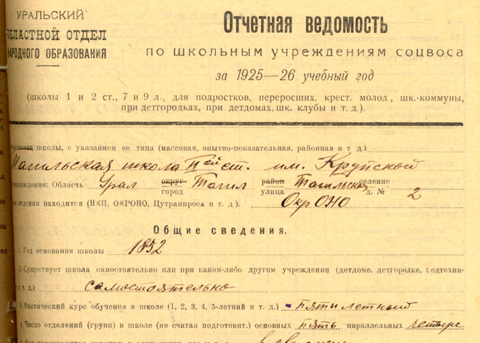 Отчет об образовательной деятельности школы за 1925-1926 учебный год (НТГИА. Ф.26.Оп.1.Д.123.Л.424.)