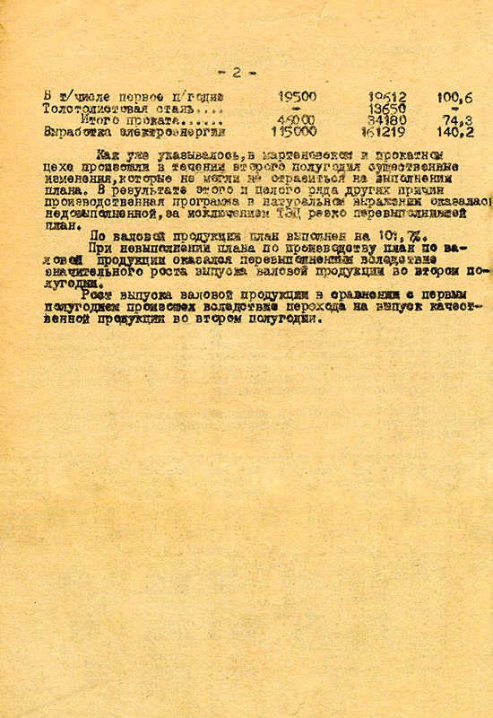 Объяснительная записка к годовому отчету Новотагильского металлургического завода по основной деятельности за 1941 год. (НТГИА. Ф.196.Оп.1.Д.123.Л.1об.)