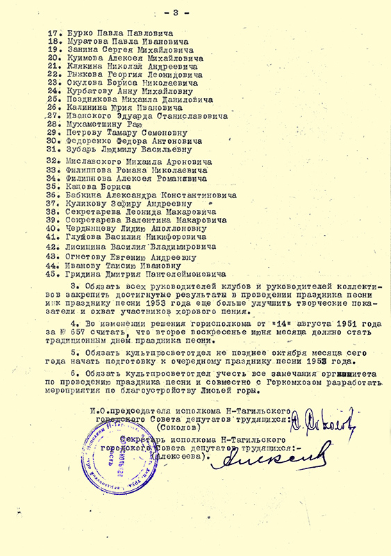 Решение № 519 исполкома Нижнетагильского городского Совета депутатов трудящихся от 8 июля 1952 года (НТГИА. Ф.70.Оп.2.Д.648.Л.44)